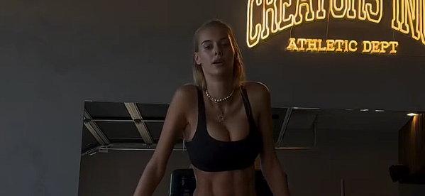 Veronika Rajek in a G String on a Treadmill